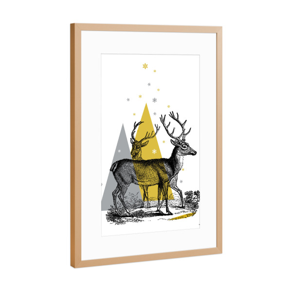 Poster mit Rahmen Kupfer "Rentiere" artboxONE - Tiere,Weihnachten