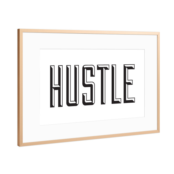 Poster mit Rahmen Kupfer "Hustle" artboxONE - Typografie,Schwarzweiß - Hustle,Motivation,Motivation,Inspiration,Inspirierend,Bürodekor