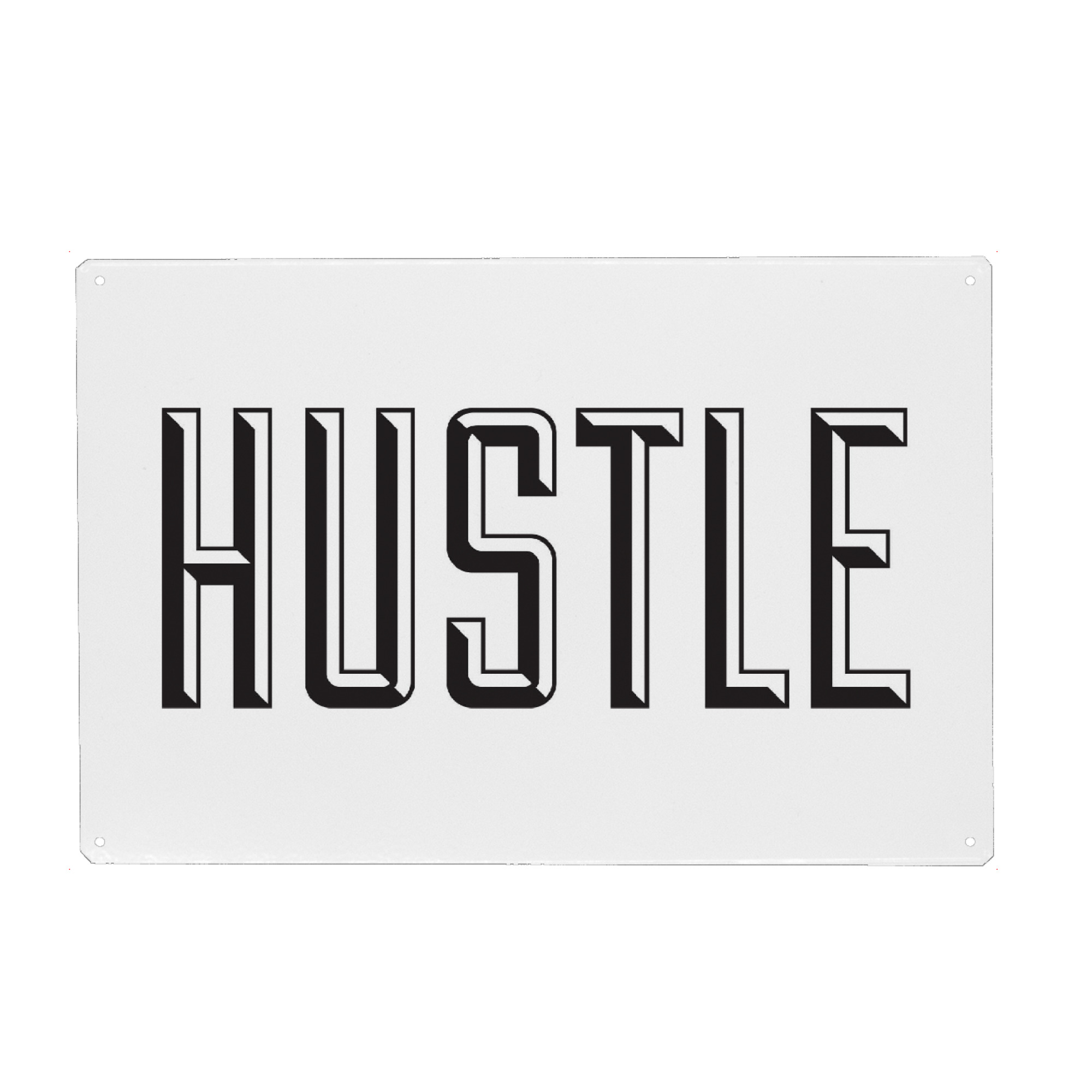 Metall Poster "Hustle" artboxONE - Typografie,Schwarzweiß - Hustle,Motivation,Motivation,Inspiration,Inspirierend,Bürodekor - Blechschild