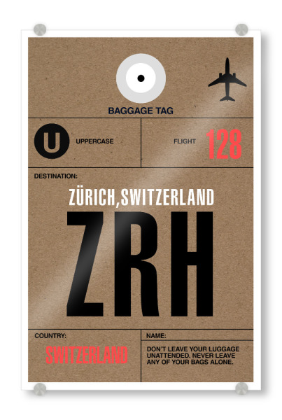Acrylglasbild "Airport Zürich" artboxONE - Typografie,Reise,Städte / Zürich