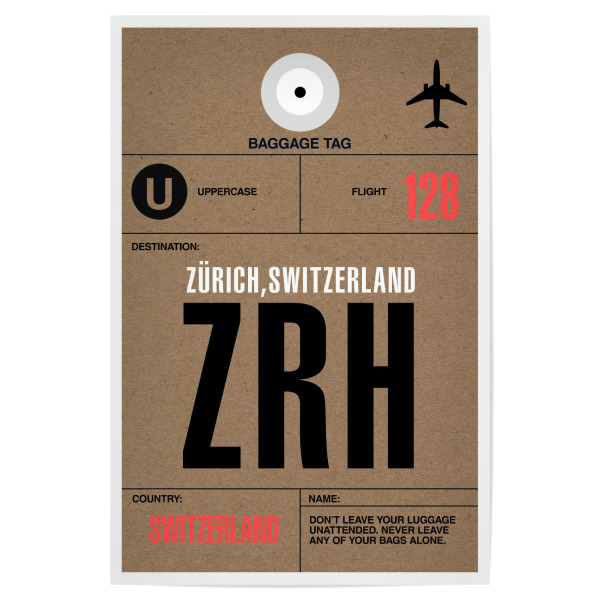 Poster 30x20 cm "Airport Zürich" artboxONE - Typografie,Reise,Städte / Zürich