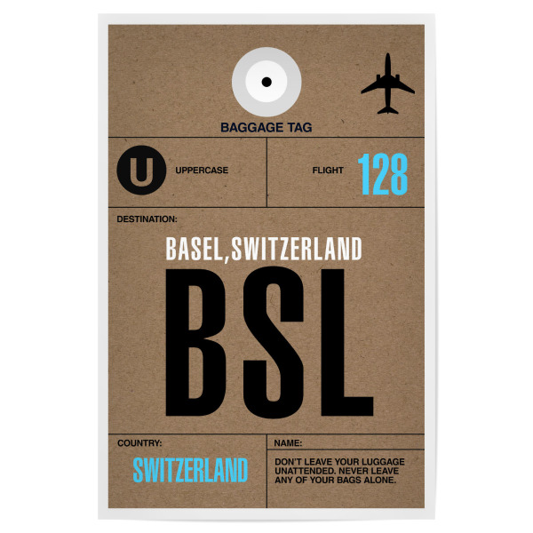 Poster "Airport Basel" artboxONE - Städte,Typografie,Reise - Airport,Flughafen,Stadt,Flugzeug,Retro,Vintage,Schweiz,Basel,Switzerland