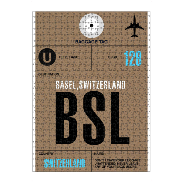 Puzzle Ravensburger "Airport Basel" artboxONE - Städte,Typografie,Reise - Airport,Flughafen,Stadt,Flugzeug,Retro,Vintage,Schweiz,Basel,Switzerland