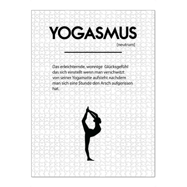Puzzle Ravensburger "Yogasmus" artboxONE - Typografie,Schwarzweiß,Sport - Yoga,Meditation,Spruch,Humor,Lustig,Sport - Bild yoga