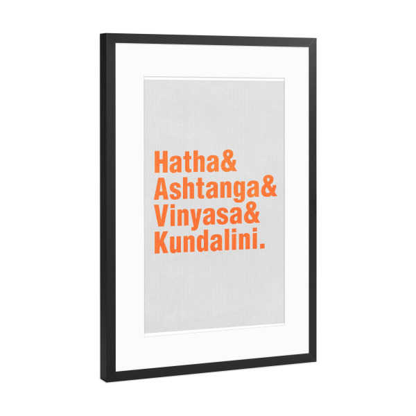 Poster mit Rahmen Schwarz (Metallic) "Yoga" artboxONE - Typografie,Menschen,Sport - Yoga,Meditation,Typografie,Ashtanga,Vinyasa,Hatha