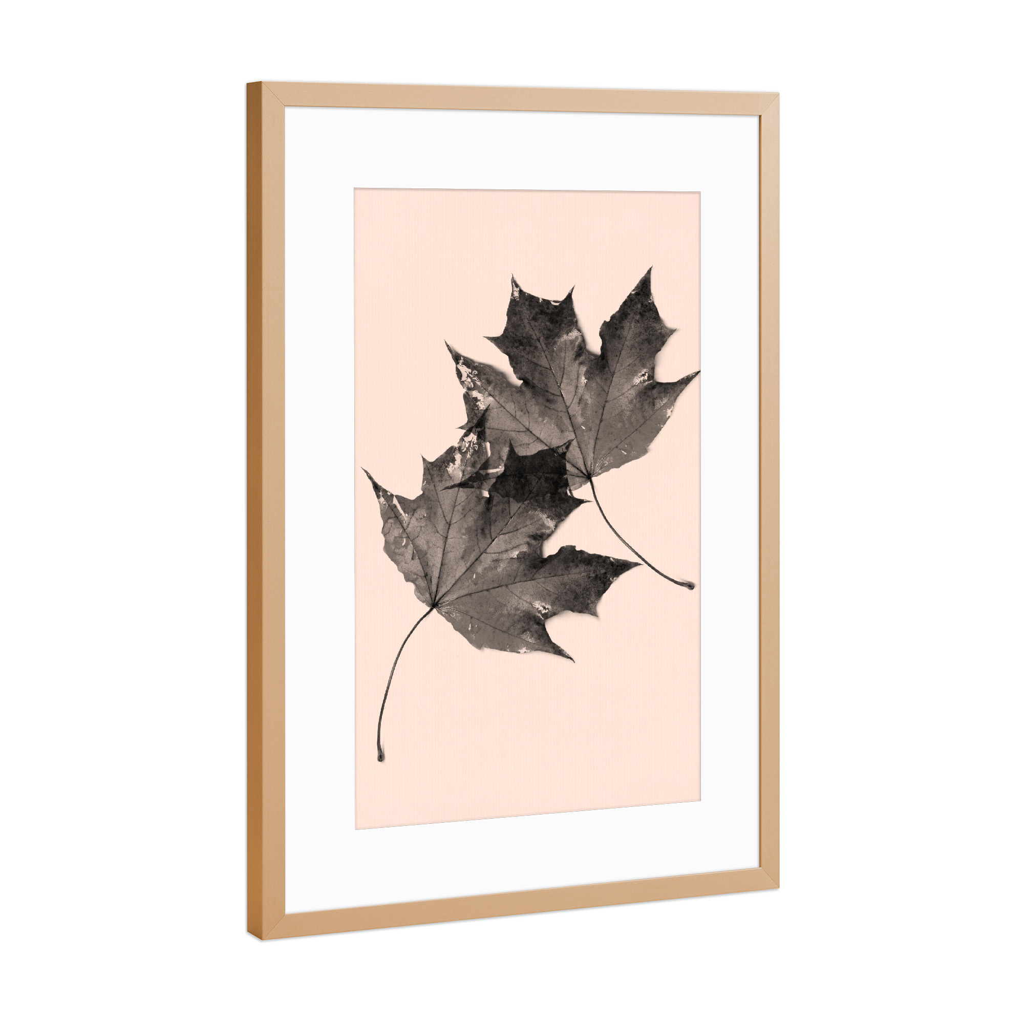 Poster mit Rahmen Kupfer "Leaves No.2" artboxONE - Natur,Abstrakt - Blatt,Blätter,Herbst,Winter,Romatisch