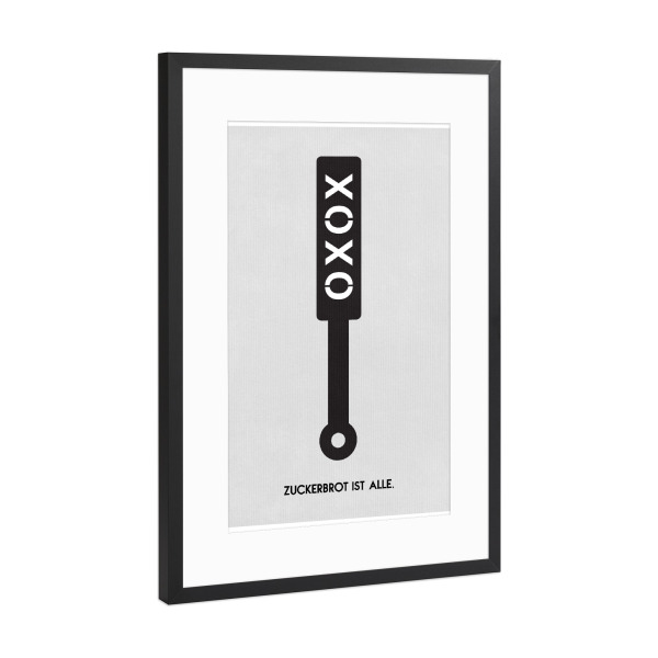 Poster mit Rahmen Schwarz (Metallic) "Zuckerbrot & Peitsche" artboxONE - Typografie - Zuckerbrot,Peitsche,Spruch,Humor,Lustig