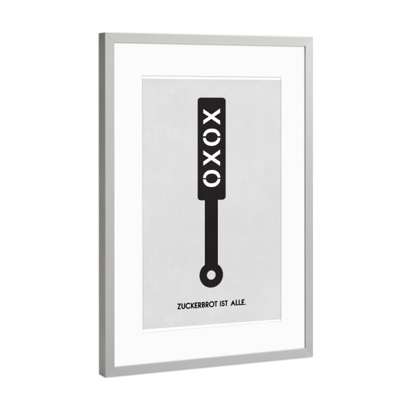 Poster mit Rahmen Silber "Zuckerbrot & Peitsche" artboxONE - Typografie - Zuckerbrot,Peitsche,Spruch,Humor,Lustig