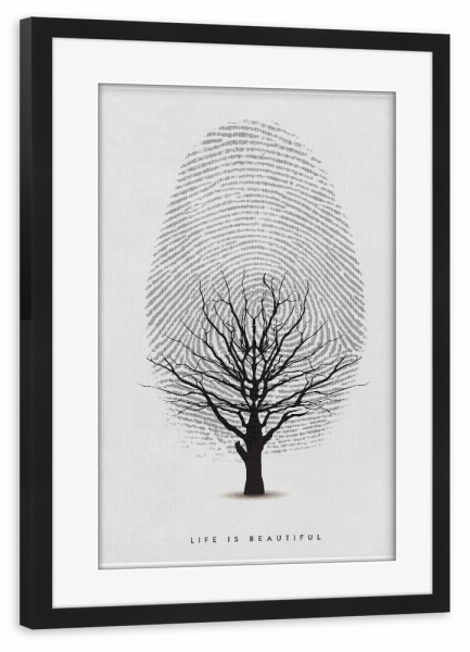 Poster mit Rahmen schwarz "Life Is Beautiful" artboxONE - Typografie,Natur,Für Kinder,Liebe