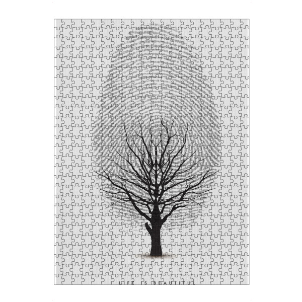 artboxONE Puzzle "Life Is Beautiful" artboxONE - Typografie,Natur,Für Kinder,Liebe - Fingerabdruck,Baum,Ast,Leben,Schönheit,Weisheit,Motto,Spruch