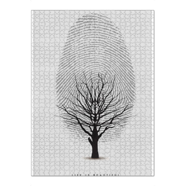 Puzzle Ravensburger "Life Is Beautiful" artboxONE - Typografie,Natur,Für Kinder,Liebe - Fingerabdruck,Baum,Ast,Leben,Schönheit,Weisheit,Motto,Spruch