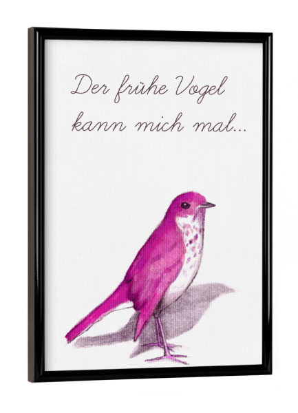 Poster mit schwarzem Rahmen "Good Morning" artboxONE - Typografie,Tiere - Vogel,Morgen,Spruch,Lustig,Humor,Morgenmuffel,Weisheit