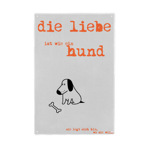 Holzbild "Die Liebe Ist Ein Hund" artboxONE - Typografie,Tiere,Liebe - Hund,Knochen,Liebe,Tier,Lustig,Humor,Spruch