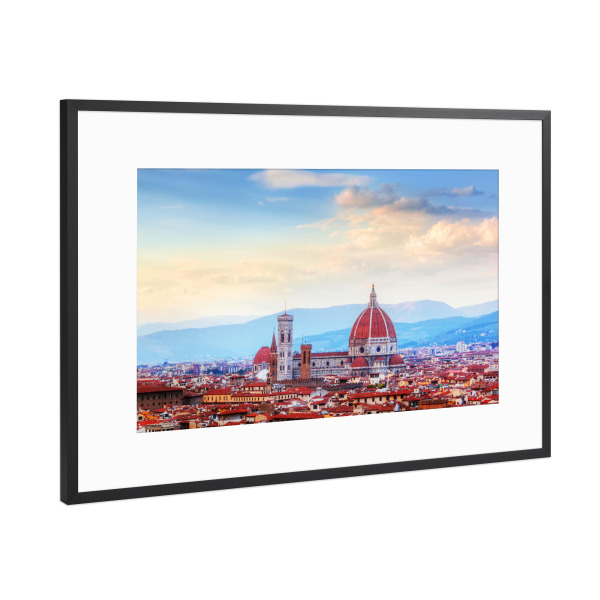 Poster mit Rahmen Schwarz (Metallic) "Florence, Italy skyline. Cathedral of Saint Mary of the Flowers" artboxONE - Reise,Architektur,Städte / Venedig