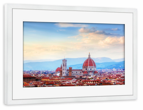 Poster mit Rahmen weiß "Florence, Italy skyline. Cathedral of Saint Mary of the Flowers" artboxONE - Reise,Architektur,Städte / Venedig