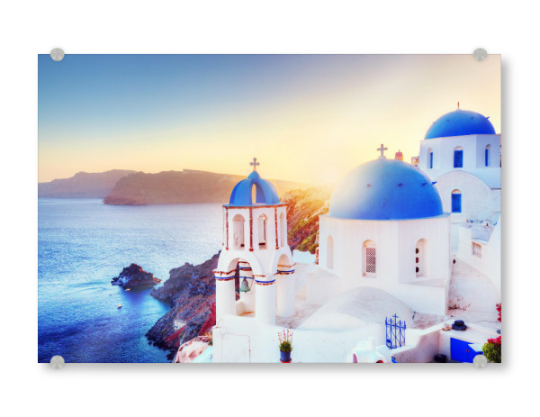 Acrylglasbild "Oia town on Santorini island, Greece at sunset" artboxONE - Reise