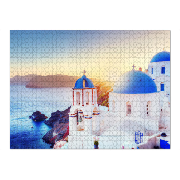Puzzle Ravensburger "Oia town on Santorini island, Greece at sunset" artboxONE - Reise