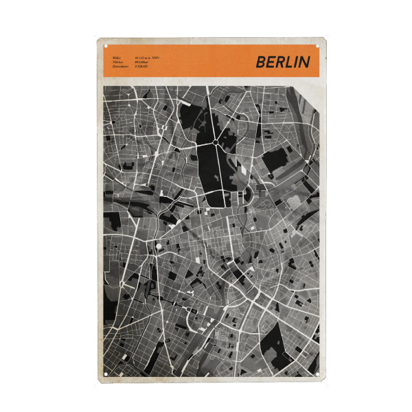 Metall Poster "Stadtkarte Berlin" artboxONE - Städte / Berlin,Reise,Kartografie