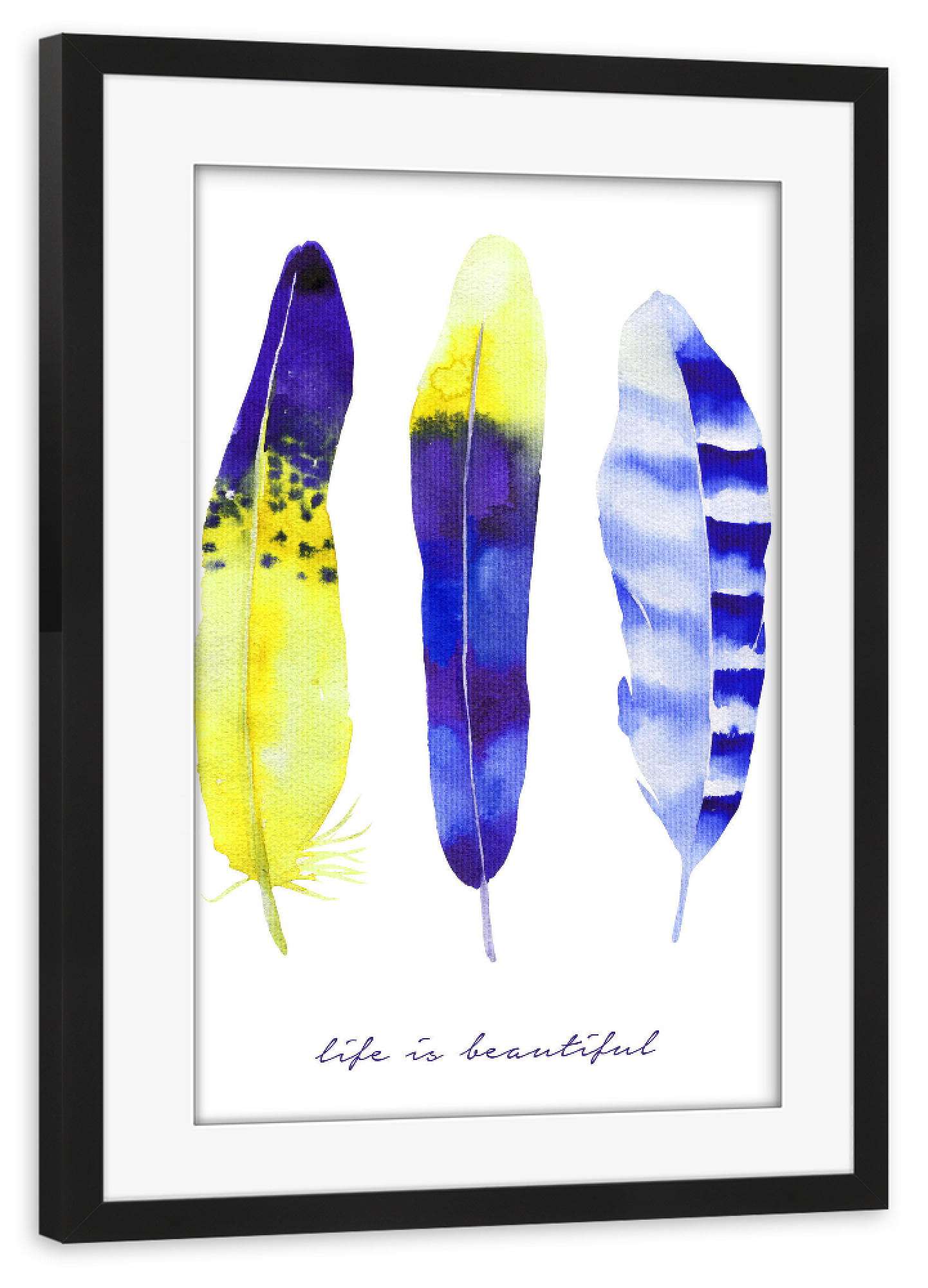 Poster mit Rahmen schwarz "Life Is Wonderful" artboxONE - Typografie,Natur,Für Kinder,Abstrakt,Liebe