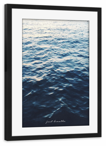 Poster mit Rahmen schwarz "Just Breathe" artboxONE - Typografie,Natur,Liebe