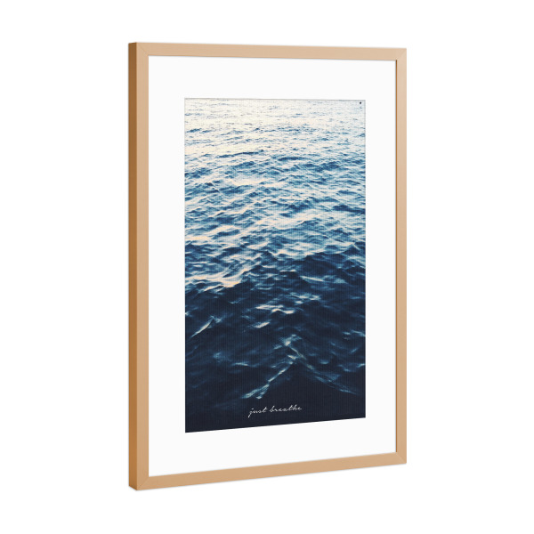 Poster mit Rahmen Kupfer "Just Breathe" artboxONE - Typografie,Natur,Liebe