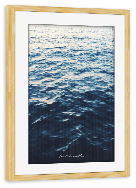 Poster mit Rahmen kiefer "Just Breathe" artboxONE - Typografie,Natur,Liebe