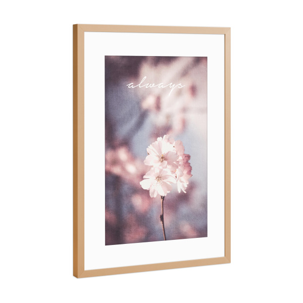 Poster mit Rahmen Kupfer "Always" artboxONE - Typografie,Natur,Floral,Liebe - Blume,Natur,Weinlese,Retro,Leinwand,Spruch,Weisheit,Leben,Motto,Blüte