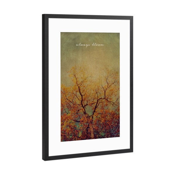 Poster mit Rahmen Schwarz (Metallic) "Always Bloom" artboxONE - Typografie,Natur,Floral,Liebe
