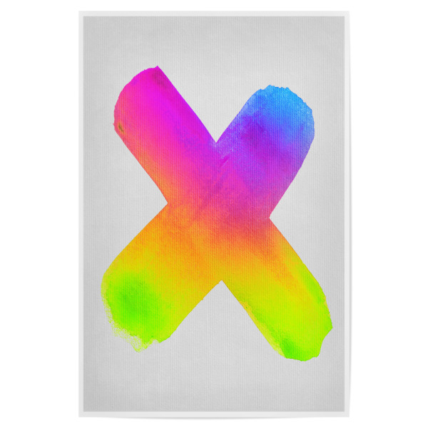 Poster 30x20 cm "Meet The X" artboxONE - Für Kinder,Abstrakt,Geometrie - Aquarell,Bunt,Wasserfarbe,Pinsel
