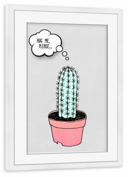 Poster mit Rahmen weiß "Little Kaktus" artboxONE - Typografie,Für Kinder,Comic,Abstrakt,Liebe