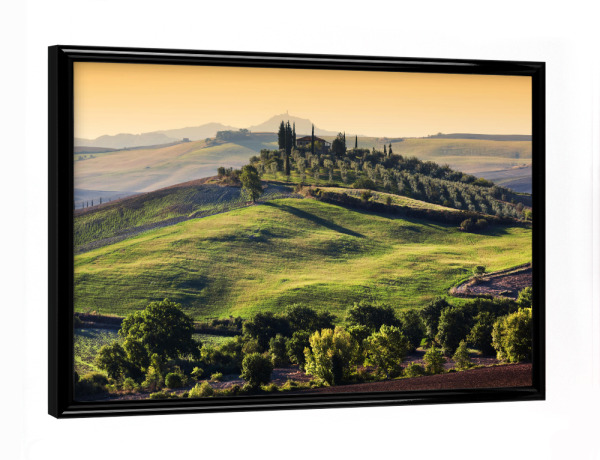 Poster mit schwarzem Rahmen "Tuscany landscape at sunrise 5" artboxONE - Reise