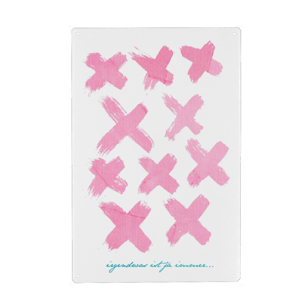 Holzbild "Irgendwas Ist Ja Immer" artboxONE - Typografie,Abstrakt - Striche,Kreuze,Spruch,Humor,Lustig,Weisheit,Leben,Motto