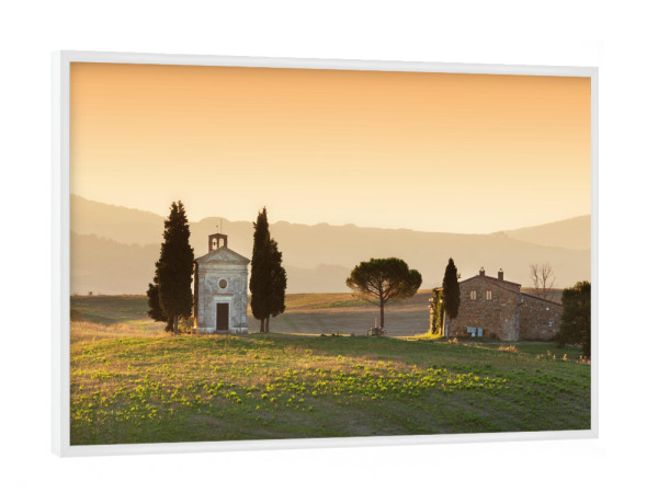 Poster mit weißem Rahmen "Tuscany landscape at sunrise 3" artboxONE - Reise