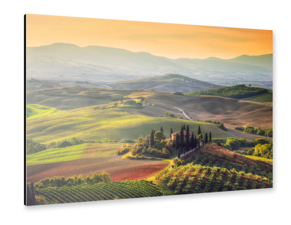 Alu-Dibond "Tuscany landscape at sunrise 2" 30x20 cm artboxONE