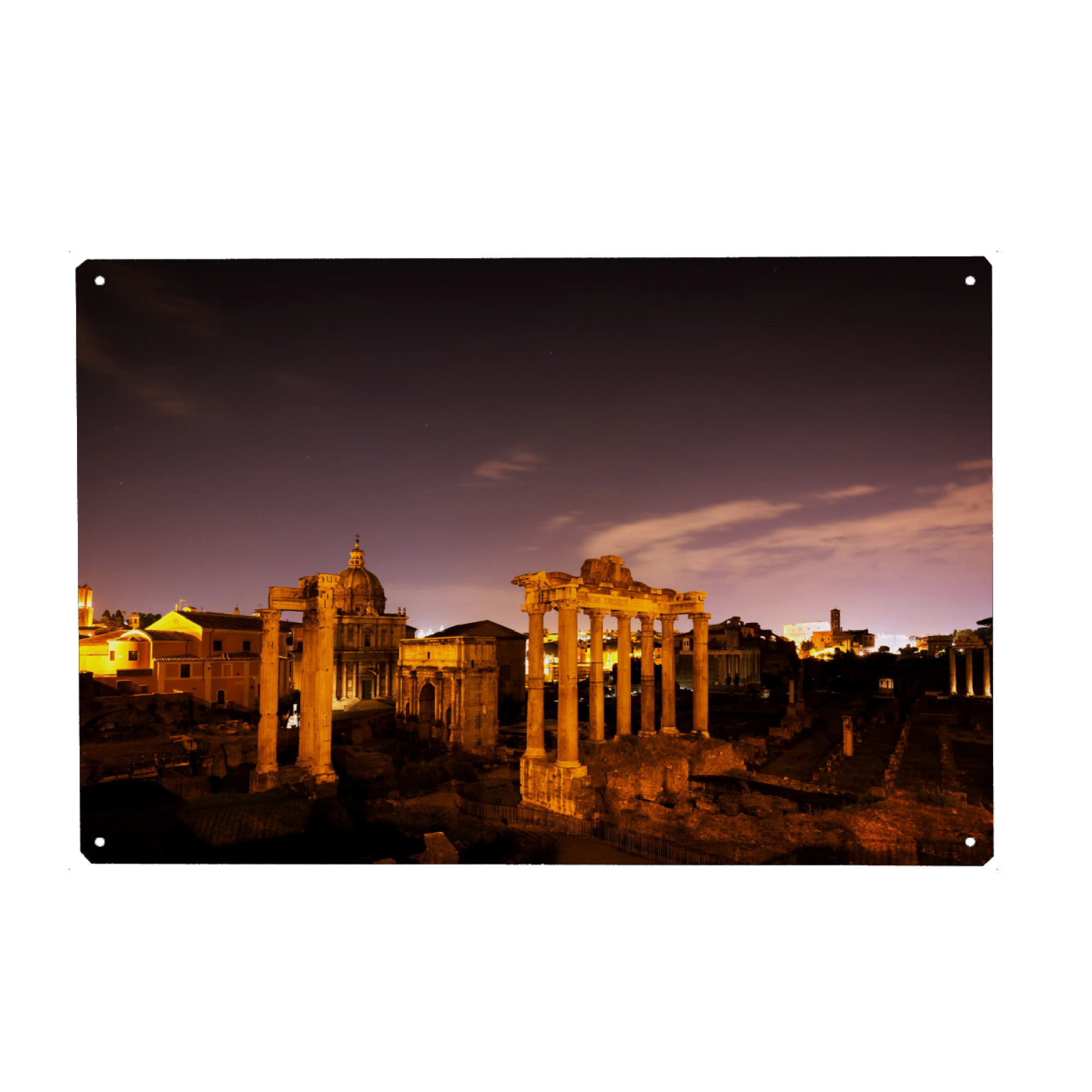 Holzbild "The Roman Forum, Italian Foro Romano in Rome, Italy at night" artboxONE - Städte / Rom