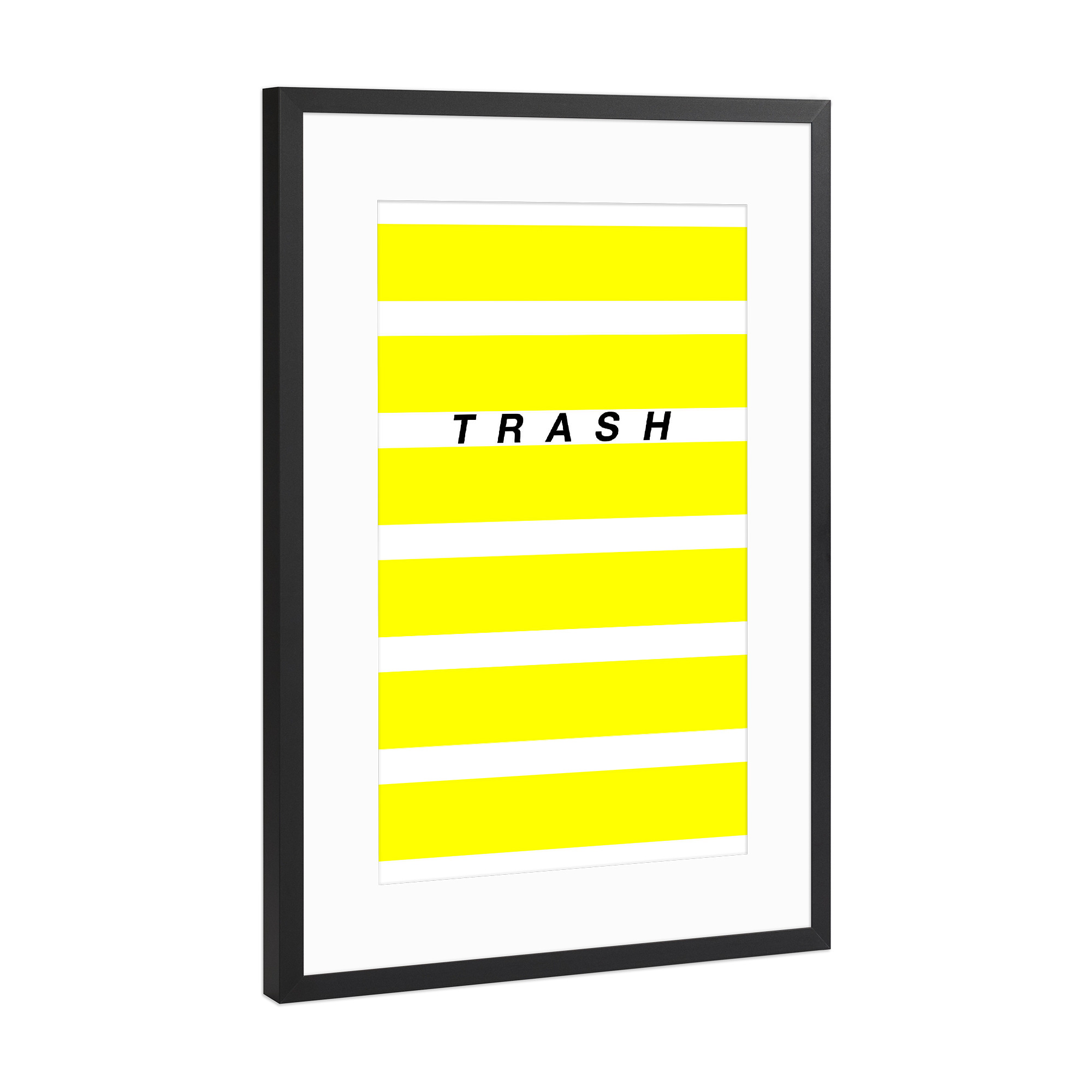 Poster mit Rahmen Schwarz (Metallic) "Trash 2" artboxONE - Typografie,Abstrakt - Typografie,Spruch,Neon,Gelb,Abstrakt,Spaß,Lustig,Abstrakt
