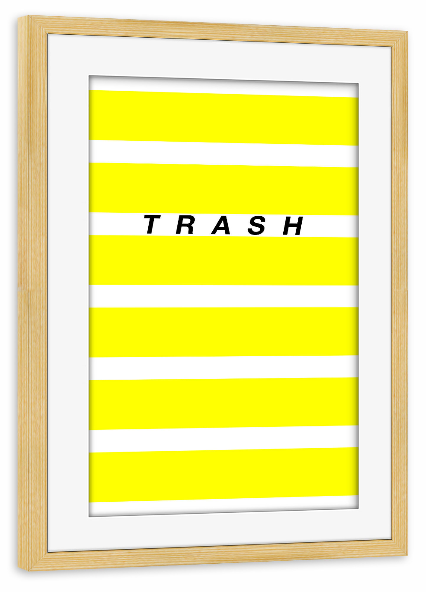 Poster mit Rahmen kiefer "Trash 2" artboxONE - Typografie,Abstrakt - Typografie,Spruch,Neon,Gelb,Abstrakt,Spaß,Lustig,Abstrakt