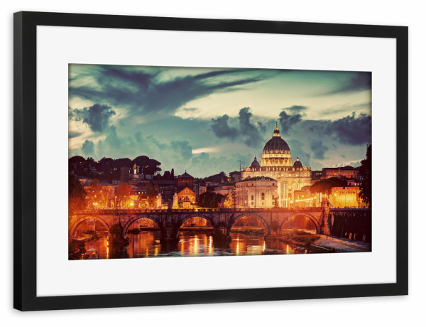 Poster mit Rahmen schwarz "St. Peter's Basilica in Vatican City" artboxONE - Städte / Rom