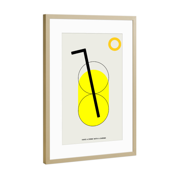 Poster mit Rahmen Gold "Have A Drink With A Shrink" artboxONE - Typografie,Für Kinder,Abstrakt,Geometrie