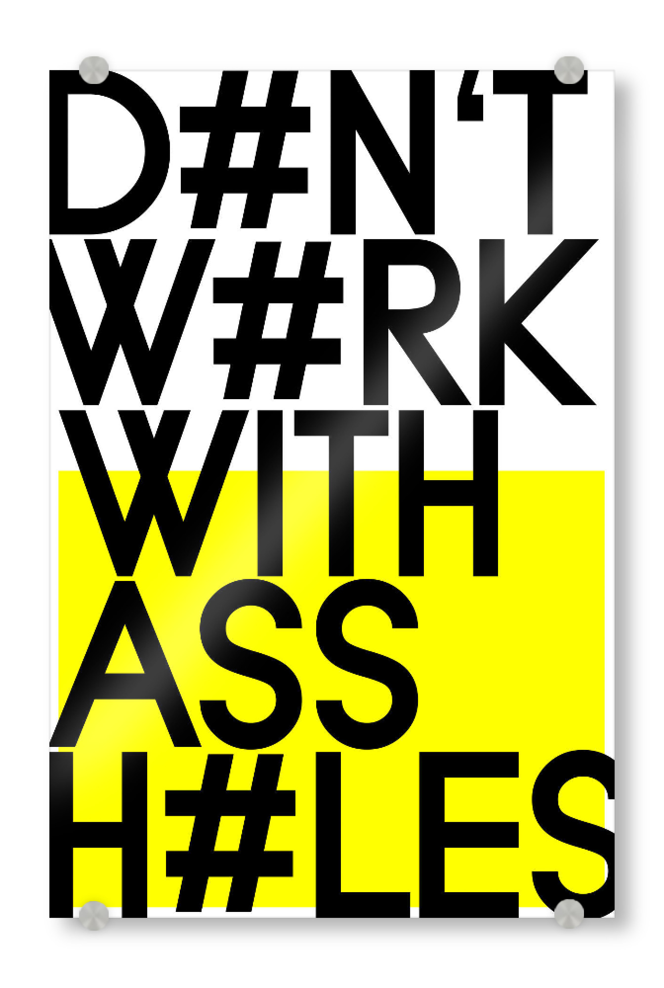 Acrylglasbild "Assholes" artboxONE - Typografie,Abstrakt - Typografie,Spruch,Neon,Gelb,Abstrakt,Spaß,Lustig,Arbeit,Kollegen