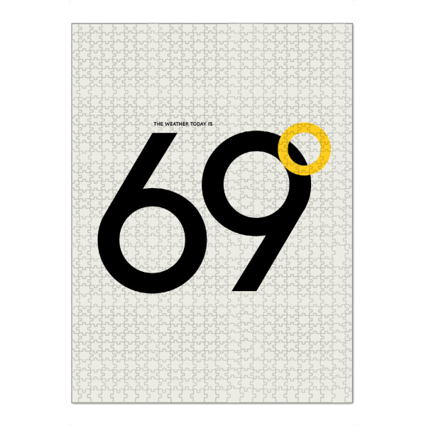 Puzzle Ravensburger "69 Degrees" artboxONE - Typografie,Abstrakt,Geometrie - Typografie,Spruch,Neon,Gelb,Abstrakt,Spaß,Lustig,Feuchter,Sommer