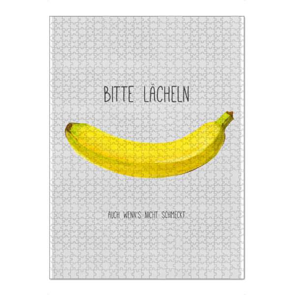 Puzzle Ravensburger "Bitte Lächeln" artboxONE - Typografie,Für Kinder,Abstrakt - Banane,Lusitg,Humor,Spruch,Typografie,Lächeln - Bild banane