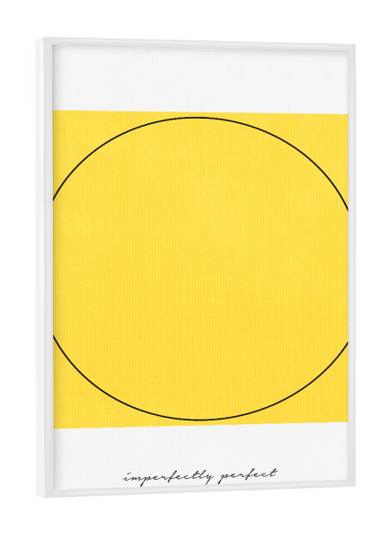 Poster mit weißem Rahmen "Beautiful Imperfection" artboxONE - Abstrakt,Geometrie,Liebe - Quadrat,Kreis,Abstrakt,Gelb,Kunst,Geometrie