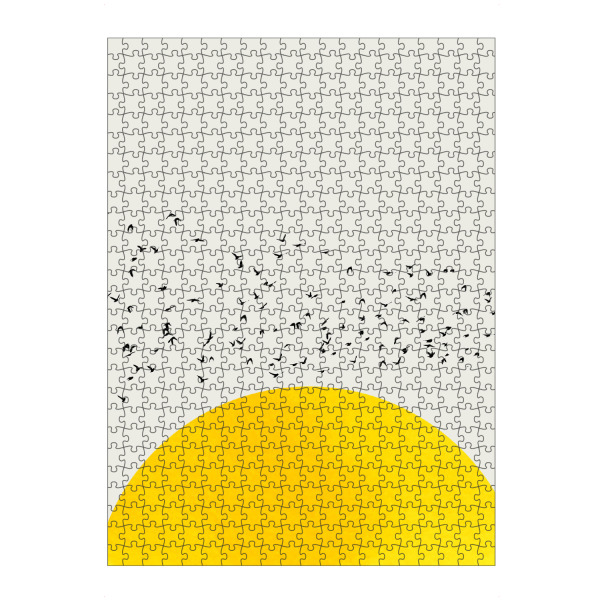 artboxONE Puzzle "A Thousand Birds" artboxONE - Natur,Tiere,Abstrakt,Geometrie - Sonne,Gelb,Vögel,Silhouetten,Sonnenuntergang,Himmel,Natur