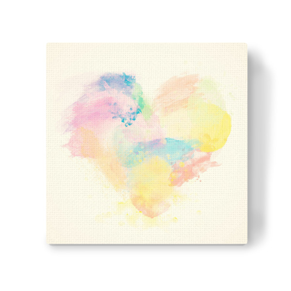 Leinwandbild "Colorful watercolor heart on canvas" artboxONE - Abstrakt,Liebe