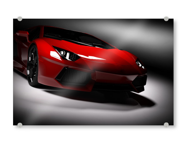 Acrylglasbild "Red fast sports car in spotlight, black background" artboxONE - Automobile