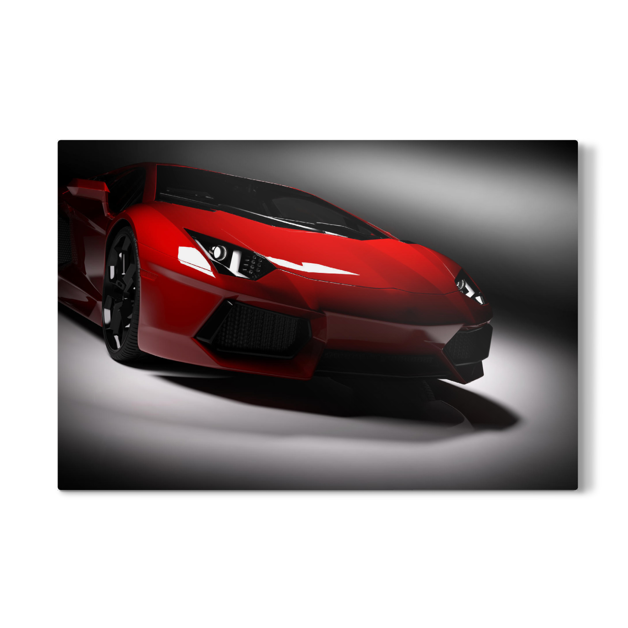 Galerie-Print "Red fast sports car in spotlight, black background" 75x50 cm artboxONE