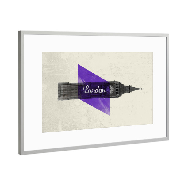 Poster mit Rahmen Silber "London" artboxONE - Städte / London,Reise,Abstrakt,Schwarzweiß,Architektur - London,Große ben