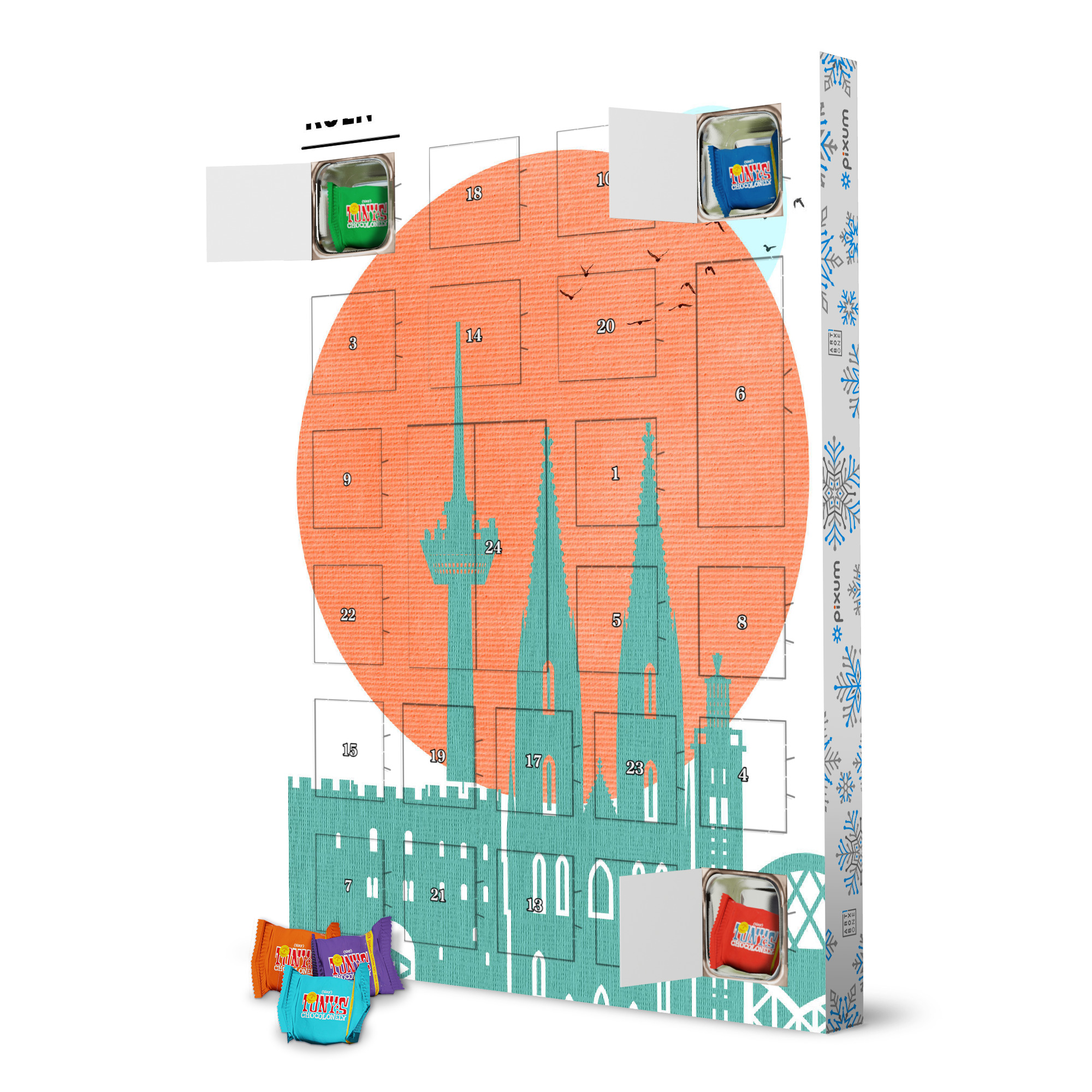 Adventskalender mit Tony's Chocolonely Köln Sunrise artboxONE Adventskalender Städte
