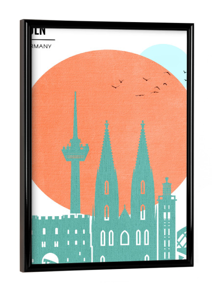 Poster mit schwarzem Rahmen "Köln Sunrise" artboxONE - Städte,Städte / Köln - Sonnenaufgang,Stadt,Sonne,Silhouette,Köln
